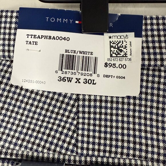 Tommy Hilfiger Flex Stretch Men's Slim-Fit Pants Blue/White Checkered 36W X 30L - Picture 14 of 15